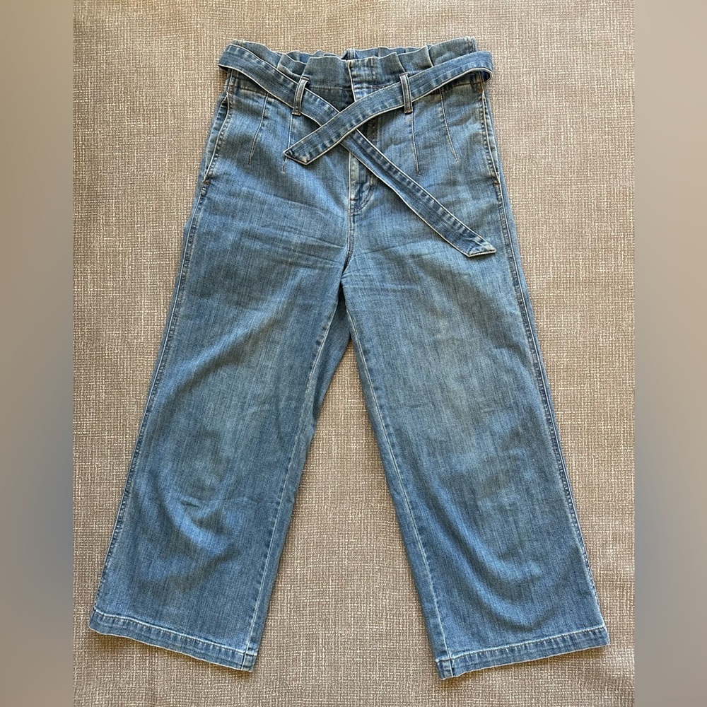 Madewell Women’s Paperbag Waist Wide-Leg Jeans S 29 Light Wash Belted 92% Cotton